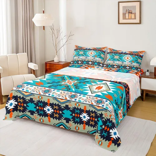 Miniatura 7 de Erosebridal Southwestern - Juego de ropa de cama tamaño individual, diseño étnico étnico geométrico, bohemio, azteca, para niños, adolescentes