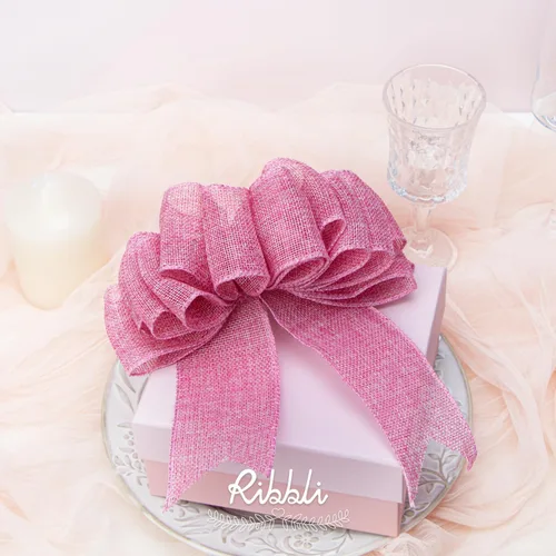 Miniatura 4 de Ribbli - Cinta de arpillera rosa con alambre, 2-1/2 pulgadas x 10 yardas, cinta con borde de alambre para Pascua para arco grande, corona