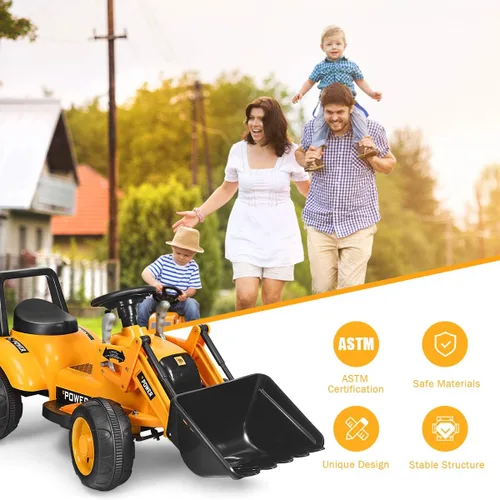 Miniatura 3 de FFlyer - Excavadora de paseo para niños, excavadora cargadora alimentada por batería de 6 V con cubo de excavación controlable, bocina