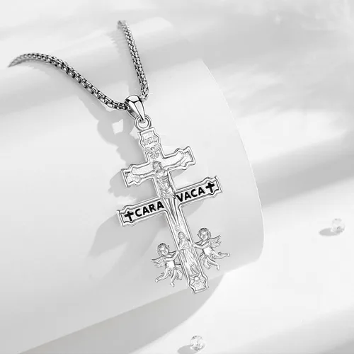 Miniatura 82 de Vito Collar de plata de ley 925 para mujeres y hombres, San Benito, crucifijo, Caravaca, San Cristóbal, San Judas, medalla patronal, amuleto