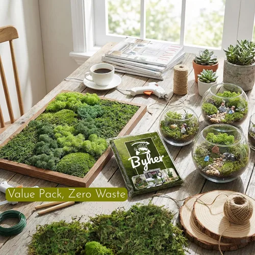 Miniatura 5 de BYHER Musgo falso de 4 onzas, musgo para manualidades y plantas de interior, césped verde artificial realista para jardín de hadas, proyectos