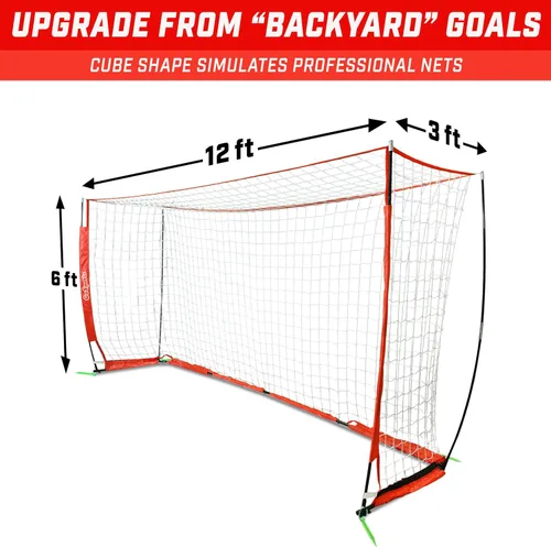 Miniatura 6 de GoSports Elite Soccer Goals – Redes de fútbol portátiles de 12 x 6 pies y 6 x 4 pies para juegos o práctica – Incluye 6 conos, funda de transporte