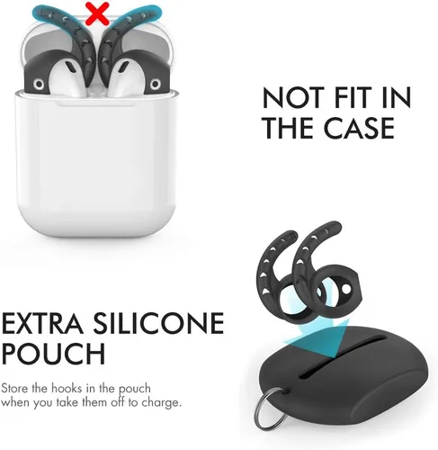 Miniatura 2 de AhaStyle 3 pares de ganchos para las orejas para AirPods, accesorios de silicona compatibles con auriculares Apple AirPods y EarPods (negro)