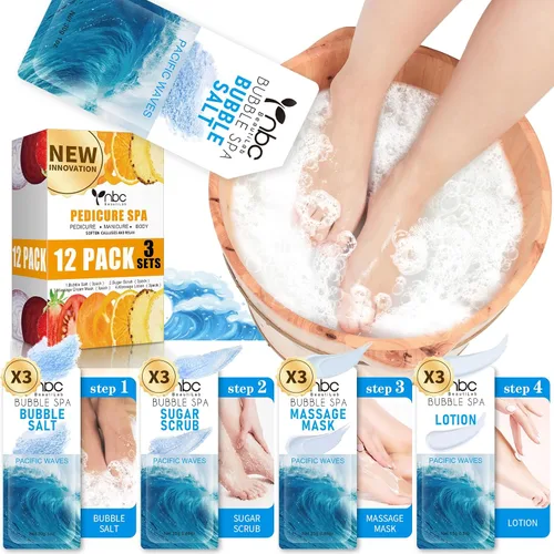 Miniatura 43 de Juego de spa de pedicura para pies, kit de pedicura para el hogar con sal de baño, loción hidratante de crema exfoliante para pies, cuidado de pies