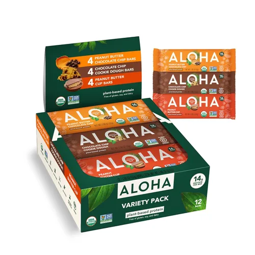 Miniatura 15 de ALOHA Barras de proteínas orgánicas a base de plantas, almendras y chocolate de coco, 12 unidades, barras de 1.98 onzas, veganas, bajas en azúcar