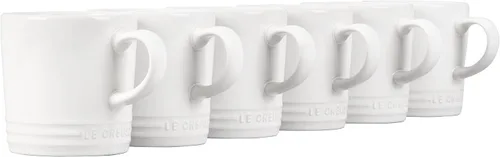 Le Creuset Juego de 6 tazas de gres Londres, 12 onzas cada una, color blanco