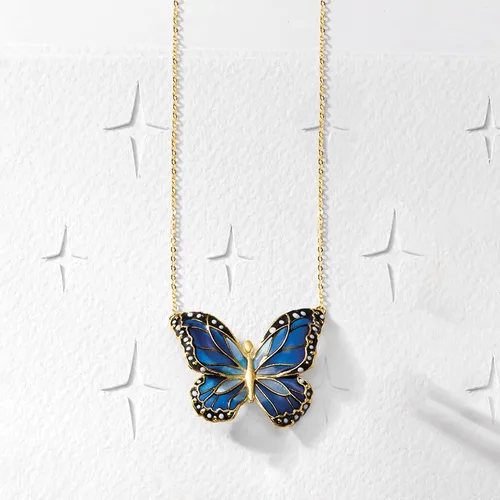 Miniatura 5 de Ross-Simons Italian Multicolored Enamel Butterfly Necklace in 14kt Yellow Gold