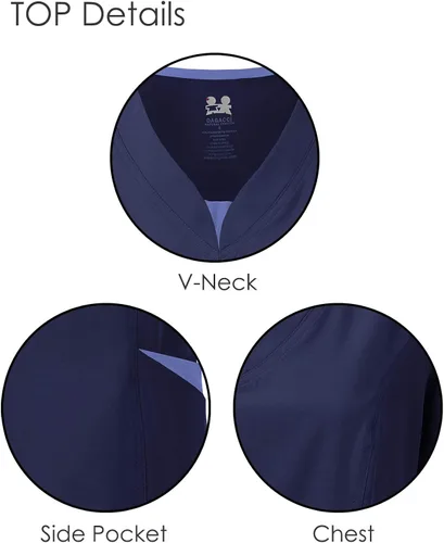 Miniatura 2 de Dagacci Medical Uniform Juego de exfoliantes para mujer red de contraste dividida elástica en 4 direcciones y bolsillo