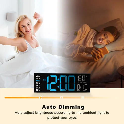 Miniatura 7 de JALL Reloj de pared grande de 16" digital con montaje en pared, temporizador de cuenta regresiva, alarma, LED grande, color RGB, horario de verano