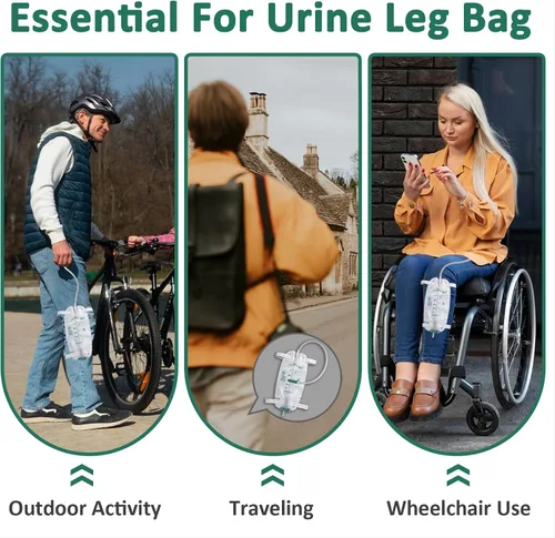 Miniatura 6 de Paquete de 5 bolsas para piernas de 16.9 fl oz con tubo de 18 pulgadas, portátil y portátil para actividades al aire libre, viajes y sobre