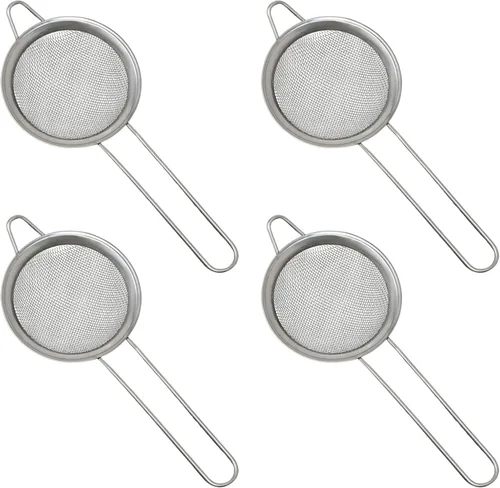 Honbay 4 coladores de té pequeños de 3.15 pulgadas, mini colador de cóctel de acero inoxidable, colador de malla fina, colador de barra, herramienta