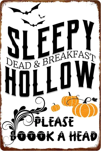 Miniatura 14 de Letrero de metal retro de Halloween con texto en inglés "They are Creepy and They are Kooky Mysterious" para cafetería, bar, restaurante, club