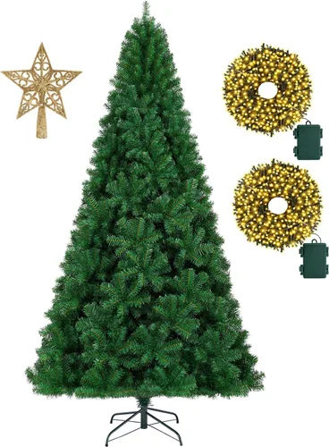 Miniatura 7 de KTKDE - Árbol de Navidad artificial premium de 1.8 m con 1005 puntas de ramas, 1 pieza, estrella en la parte superior del árbol, 200 luces LED Verde