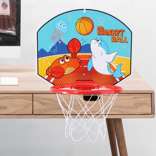 Miniatura 8 de Aro de baloncesto para niños pequeños, juego de juguetes deportivos 2 en 1 para niños, juego de lanzamiento de anillos con sonido musical, aro