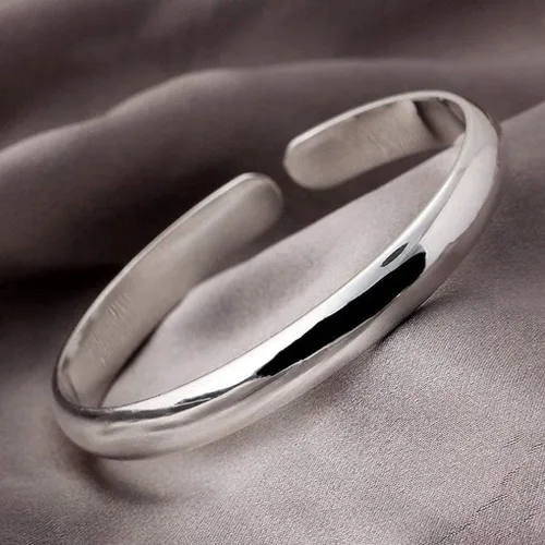 Miniatura 4 de Brazalete rígido de plata de ley 925 sólida para mujer, pulsera de apertura ajustable, joyería, regalo de cumpleaños