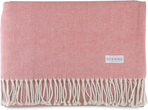 Miniatura 9 de Sferra Celine Herringbone, manta 100% algodón, color aguamarina