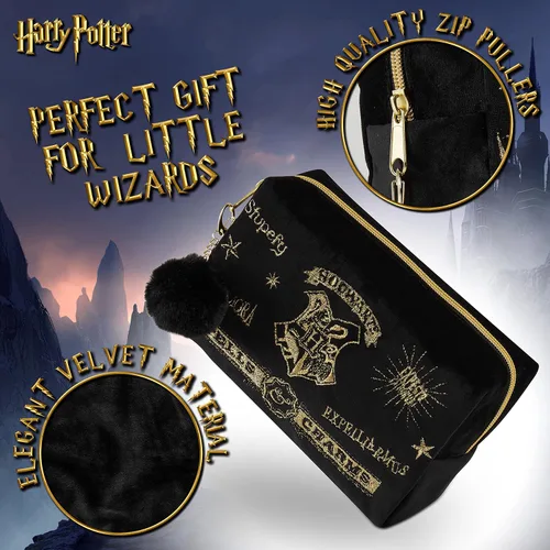 Miniatura 2 de Harry Potter Regalos para mujeres, bolsa de maquillaje de terciopelo, bolsa de cosméticos, organizador de viaje, pequeña bolsa de aseo para Negro