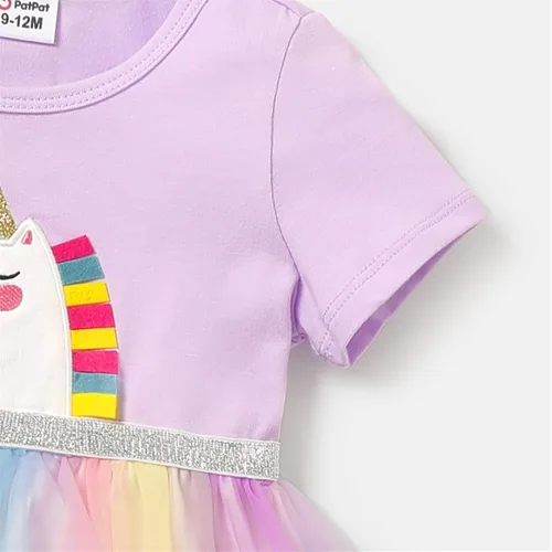 Miniatura 3 de PATPAT Infant Baby Girl Dresses Short Sleeve Tutu Dress Tulle Dress Flower Girl Party Birthday Princess Dresses