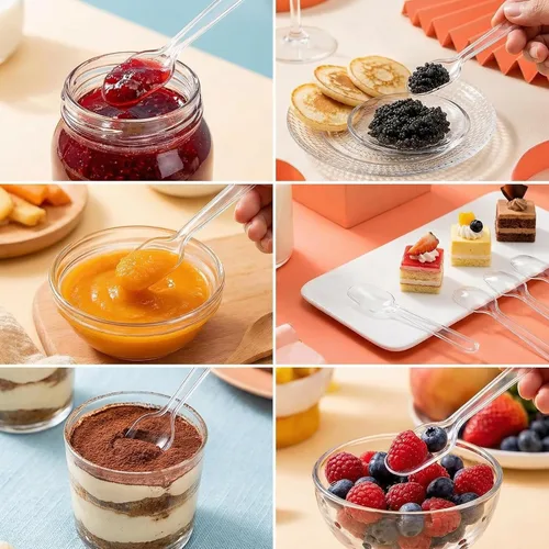 Miniatura 4 de 500 cucharas de degustación desechables transparentes, cucharas de muestreo de plástico, cuchara pequeña para alimentos, helados, postres