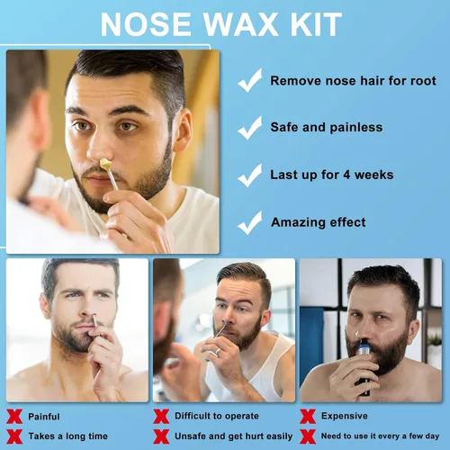Miniatura 6 de Kit de cera para el cabello de la nariz – 3.53 oz de cera para la nariz + 20 aplicadores + 15 protectores de bigote + 10 vasos de papel + 10 blanco