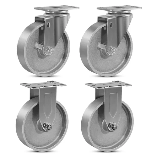 Miniatura 58 de Ruedas industriales resistentes de 3 x 1.25 pulgadas, capacidad de 350 libras, ruedas de hierro fundido y marco de acero para carros, carritos