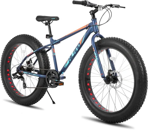 Miniatura 11 de Hiland - Bicicleta de montaña con neumáticos gruesos de 20 pulgadas para niños y niñas de 5 años en adelante, Shimano de 7 velocidades, freno de Azul