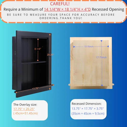 Miniatura 3 de Botiquín empotrado de 14 x 18 pulgadas, nicho de pared, gabinete de pared de baño, 3 niveles, estantería entre pernos para paneles de yeso