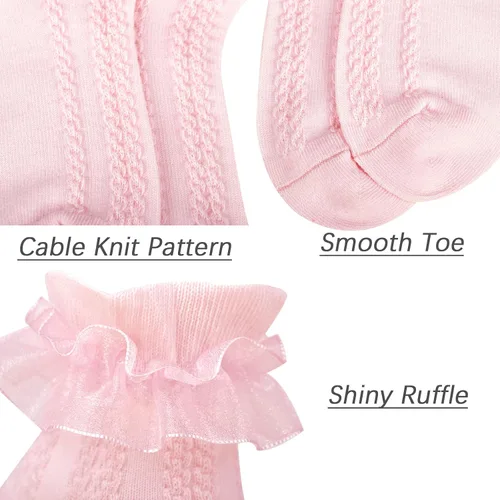 Miniatura 2 de Mini angel Calcetines de encaje con volantes para niñas, calcetines de vestir de princesa para niñas pequeñas, 36 pares