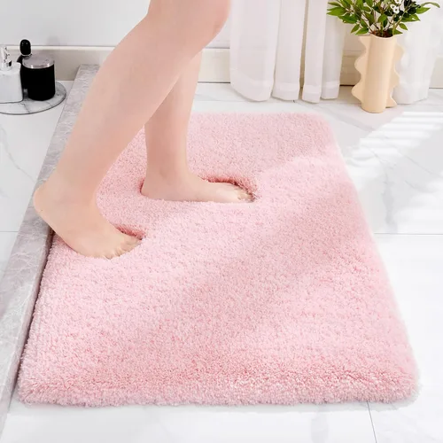 Miniatura 10 de Disolla Alfombras pequeñas para baño 17x24 antideslizante, alfombra de baño blanca esponjosa para el suelo del baño, lavable a máquina, alfombra