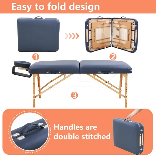 Miniatura 4 de PayLessHere Cama de masaje portátil de 77 pulgadas de largo, 30 pulgadas de ancho y 4 pulgadas de ancho, cama THK de pestañas, 3 mesas plegables