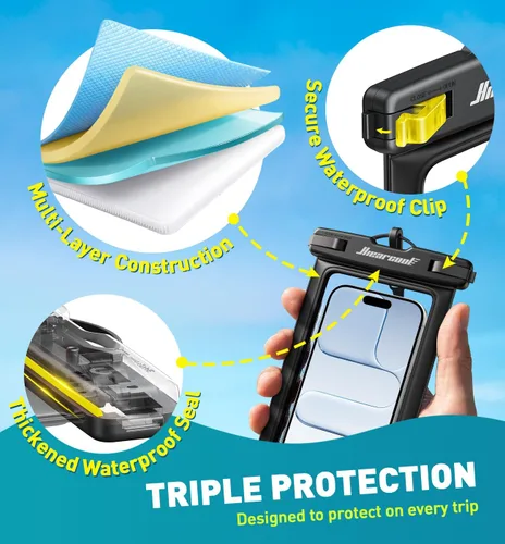 Miniatura 6 de Hiearcool Funda impermeable para iPhone, Bolsa impermeable para teléfono, Artículos esenciales de viaje, Accesorios de crucero, Imperdibles - 4 negro