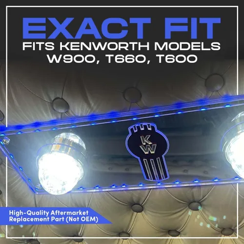 Miniatura 5 de Florida's Finest Customs compatible con luces de techo para dormitorio Kenworth (azul) Placa de luz de cúpula y acabado espejado Inserto