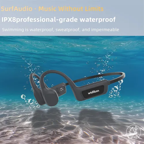 Miniatura 2 de Auriculares de natación de conducción ósea: auriculares impermeables IPX8 con 32 GB de almacenamiento y Bluetooth 5.4, 8 horas de reproducción