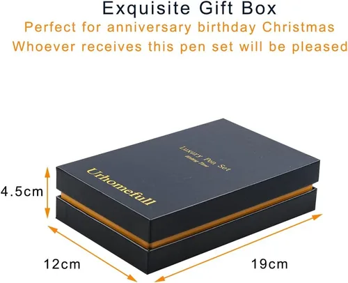 Miniatura 7 de Bolígrafo Rollerball de Lujo Impresionante con Ribete de Oro de 24K, Punta Suiza con Repuestos de Tinta Negra, Juego de Bolígrafo Perfecto como