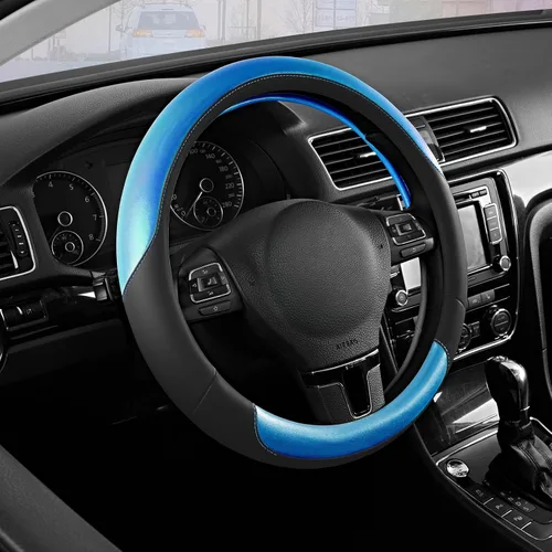 Miniatura 9 de Road Comforts Funda para Volante – Funda para Volante de Cuero Transpirable, Agarre Antideslizante, Ajuste Universal de 14.5" a 15", Resistente al
