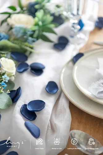 Miniatura 3 de Ling's moment Pétalos de rosa, pétalos de flores de seda para bodas, pasillos, cestas de niña de flores, decoración de centro de mesa, etc. Azul