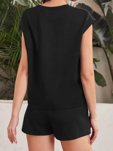 Miniatura 2 de Verdusa Conjunto de 2 piezas para mujer con manga casquillo y pantalón corto