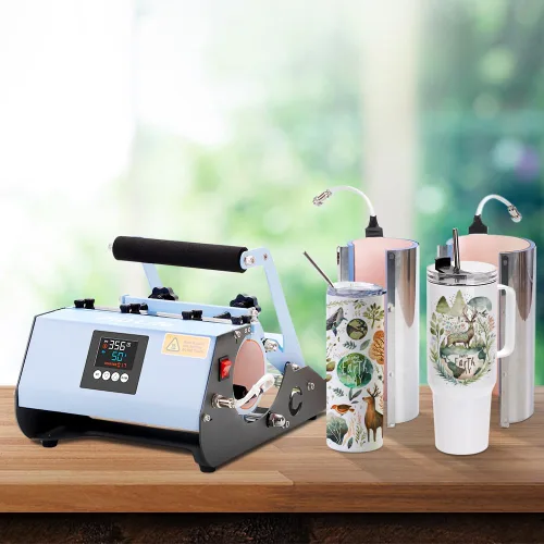 Miniatura 3 de PYD Life Máquina de prensa térmica de vasos 2 en 1 de 40 onzas, 110 V, azul, 20 onzas, 30 onzas, prensa de calor para vasos de 40 onzas con asa