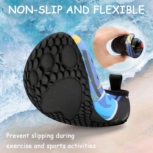 Miniatura 4 de ANLUKE Zapatos de agua para niños y niñas, calcetines acuáticos descalzos, de secado rápido, para playa, natación, deportes al aire libre, zapatos