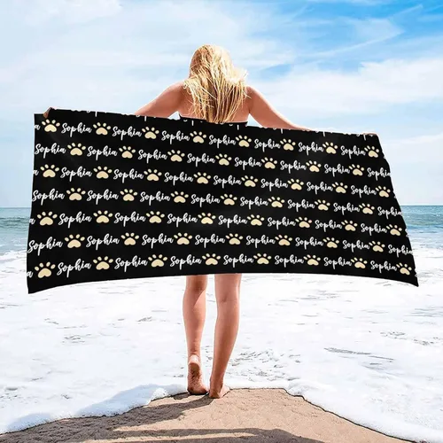 Miniatura 15 de InterestPrint Toalla de playa personalizada para mujeres y hombres, hojas tropicales, naranja, toallas de playa personalizadas con nombres, manta