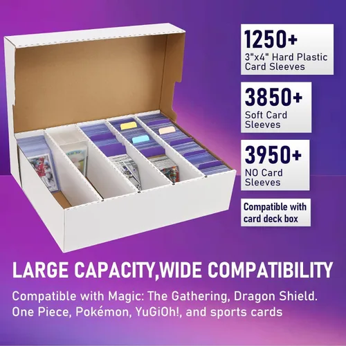 Miniatura 6 de Caja de almacenamiento de 5 filas para tarjetas coleccionables con capacidad para 3950 unidades, 1 paquete de caja de almacenamiento de cartón