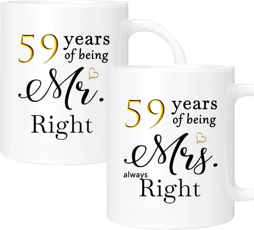 Miniatura 41 de Juego de 2 Tazas de Café del 11º Aniversario, Regalos de Boda del 11º Año Decoraciones de Aniversario para Parejas Padres Hombres Mujeres Marido