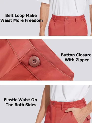 Miniatura 6 de TACVASEN Pantalones cortos planos de algodón para hombre, pantalones cortos de golf con 7 bolsillos