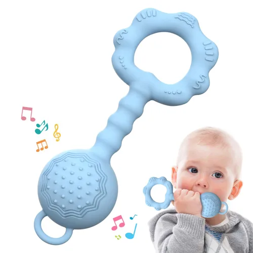 Mordedores para bebés de 6 a 12 meses, sonajeros para bebés de 0 a 6 meses, sonajero 2 en 1 y juguete mordedor para calmar las encías doloridas y