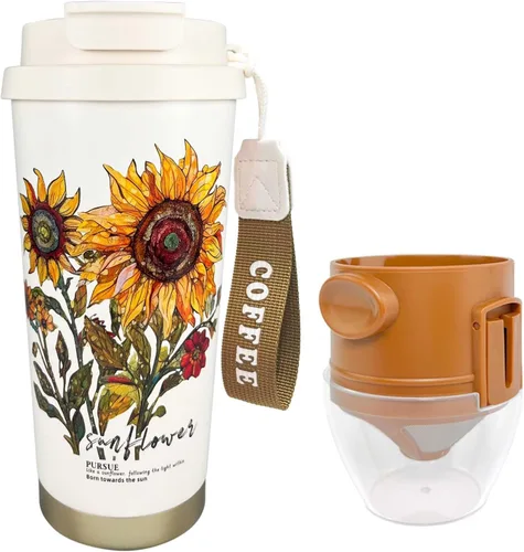Miniatura 12 de ZK&HX LIFE Cafeteras para acampar de 13 onzas, gotero portátil para verter sobre café, para viajes, camping, oficinas, mochileros, infusor de té