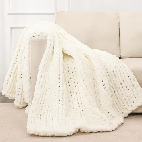 Miniatura 48 de Bigacogo Manta de punto grueso para sofá, 51 x 63 pulgadas, 100% tejida a mano con hilo de felpilla grueso jumbo, acogedoras y suaves mantas grandes