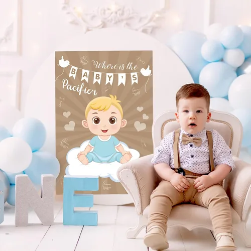 Miniatura 9 de Hxezoc Pin de juego para baby shower, con 72 calcomanías para chupete, póster grande de juegos de fiesta de bebé para niños, baby shower