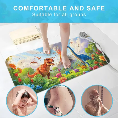 Miniatura 7 de Tapete de Baño para Bebé Mejorado con Dibujos Animados Antideslizante - 40"x16" Extra Largo Tapete de Bañera para Bebé Ecológico Duradero Tapete