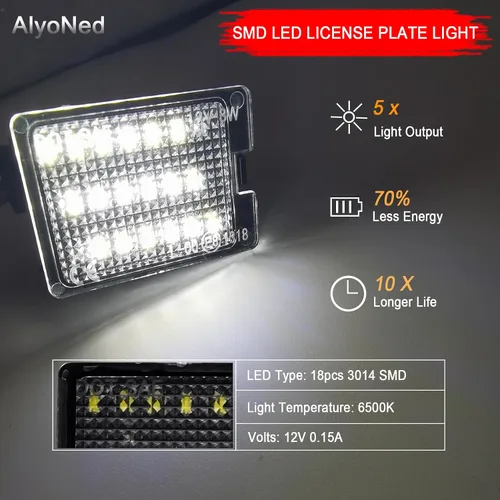 Miniatura 2 de AlyoNed - Luz LED para Placa de Matrícula, Compatible con Dodge Durango 2014-2022, Camioneta, Lente Transparente, 6500K Blanco