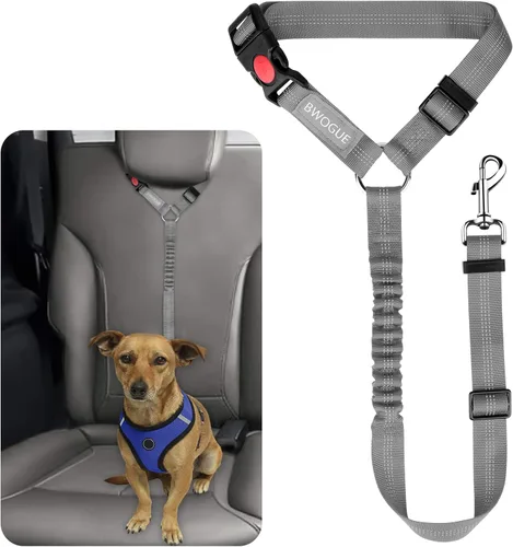 Miniatura 32 de BWOGUE Arnés de cinturón de seguridad para mascotas, cinturón de seguridad ajustable para reposacabezas de coche, arnés de cinturón de seguridad